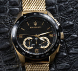 Buy Shop Maserati Traguardo 45mm Quartz Gold Black Dial Watch For Men - R8873612010 USA Online