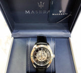 Buy Shop Maserati Traguardo Automatic Black Dial Black Leather Strap Watch For Men - R8871612001 USA Online