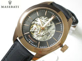 Buy Shop Maserati Traguardo Automatic Black Skeleton Dial Black Leather Strap Watch For Men - R8821112001 USA Online