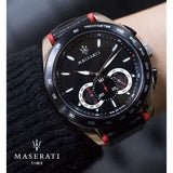 Buy Shop Maserati Traguardo Black Dial Black Leather Strap Watch For Men - R8871612028 USA Online