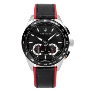 Buy Shop Maserati Traguardo Black Dial Black Leather Strap Watch For Men - R8871612028 USA Online