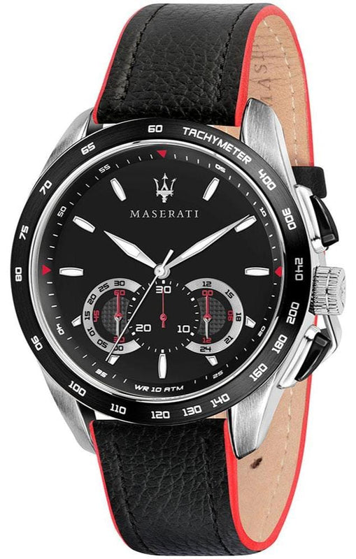 Buy Shop Maserati Traguardo Black Dial Black Leather Strap Watch For Men - R8871612028 USA Online