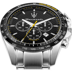 Buy Shop Maserati Traguardo Black Dial Silver Chronograph with Tachymeter Watch For Men - R8873612042 USA Online