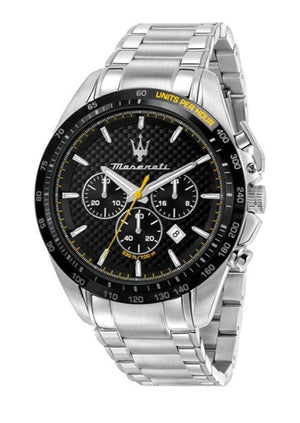 Buy Shop Maserati Traguardo Black Dial Silver Chronograph with Tachymeter Watch For Men - R8873612042 USA Online