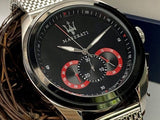 Buy Shop Maserati Traguardo Black Dial Silver Mesh Bracelet Watch For Men - R8873612005 USA Online
