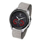 Buy Shop Maserati Traguardo Black Dial Silver Mesh Bracelet Watch For Men - R8873612005 USA Online