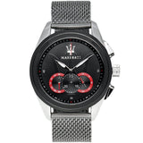 Buy Shop Maserati Traguardo Black Dial Silver Mesh Bracelet Watch For Men - R8873612005 USA Online
