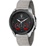 Buy Shop Maserati Traguardo Black Dial Silver Mesh Bracelet Watch For Men - R8873612005 USA Online