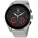 Buy Shop Maserati Traguardo Black Dial Silver Mesh Bracelet Watch For Men - R8873612005 USA Online