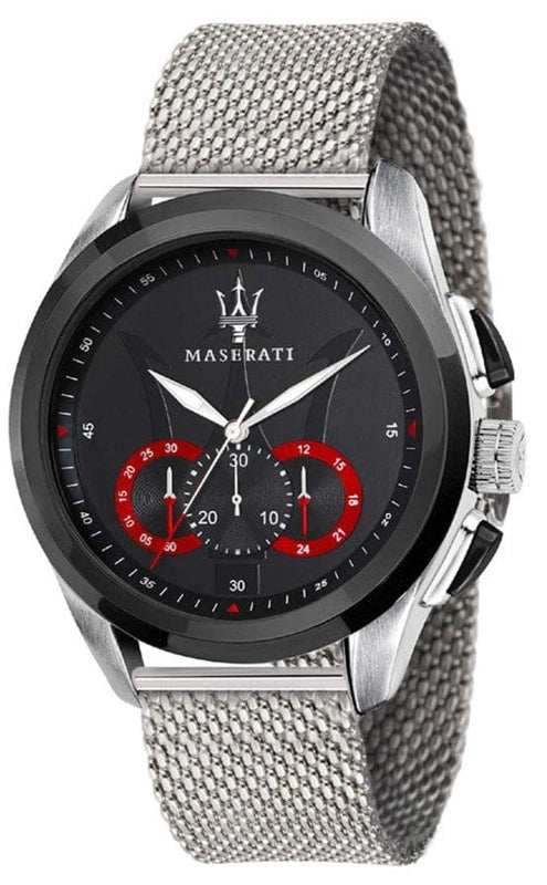 Buy Shop Maserati Traguardo Black Dial Silver Mesh Bracelet Watch For Men - R8873612005 USA Online