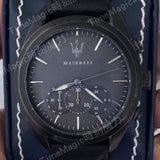Buy Shop Maserati Traguardo Black Leather Strap Quartz Black Dial Watch For Men - R8871612019 USA Online