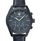 Buy Shop Maserati Traguardo Black Leather Strap Quartz Black Dial Watch For Men - R8871612019 USA Online
