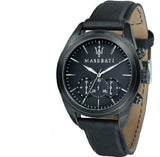 Buy Shop Maserati Traguardo Black Leather Strap Quartz Black Dial Watch For Men - R8871612019 USA Online