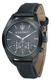 Buy Shop Maserati Traguardo Black Leather Strap Quartz Black Dial Watch For Men - R8871612019 USA Online