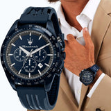 Buy Shop Maserati Traguardo Blue Edition Chronograph Blue Dial Blue Silicon Strap Watch for Men - R8871612042 USA Online