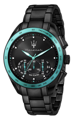 Buy Shop Maserati Traguardo Chronograph Aqua Edition Black Dial Black Steel Strap Watch For Men - R8873644002 USA Online