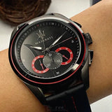 Buy Shop Maserati Traguardo Chronograph Black Dial Black Leather Strap Watch for Men - R8871612023 USA Online