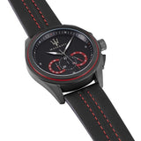 Buy Shop Maserati Traguardo Chronograph Black Dial Black Leather Strap Watch for Men - R8871612023 USA Online