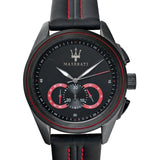 Buy Shop Maserati Traguardo Chronograph Black Dial Black Leather Strap Watch for Men - R8871612023 USA Online