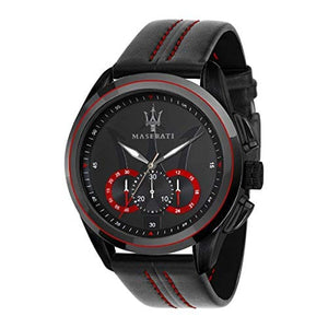 Buy Shop Maserati Traguardo Chronograph Black Dial Black Leather Strap Watch for Men - R8871612023 USA Online