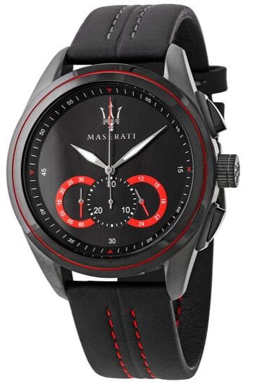 Buy Shop Maserati Traguardo Chronograph Black Dial Black Leather Strap Watch for Men - R8871612023 USA Online