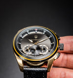 Buy Shop Maserati Traguardo Chronograph Black Dial Black Leather Strap Watch For Men - R8871612033 USA Online