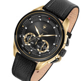 Buy Shop Maserati Traguardo Chronograph Black Dial Black Leather Strap Watch For Men - R8871612033 USA Online