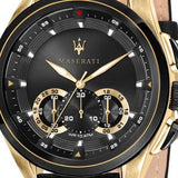 Buy Shop Maserati Traguardo Chronograph Black Dial Black Leather Strap Watch For Men - R8871612033 USA Online