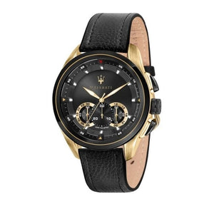 Buy Shop Maserati Traguardo Chronograph Black Dial Black Leather Strap Watch For Men - R8871612033 USA Online