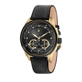 Buy Shop Maserati Traguardo Chronograph Black Dial Black Leather Strap Watch For Men - R8871612033 USA Online