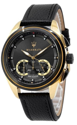 Buy Shop Maserati Traguardo Chronograph Black Dial Black Leather Strap Watch For Men - R8871612033 USA Online