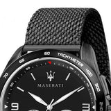 Buy Shop Maserati Traguardo Chronograph Black Dial Black Mesh Bracelet Watch For Men - R8873612031 USA Online