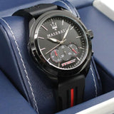 Buy Shop Maserati Traguardo Chronograph Black Dial Black Rubber Strap Watch For Men - R8871612004 USA Online