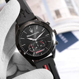 Buy Shop Maserati Traguardo Chronograph Black Dial Black Rubber Strap Watch For Men - R8871612004 USA Online