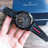 Buy Shop Maserati Traguardo Chronograph Black Dial Black Rubber Strap Watch For Men - R8871612004 USA Online