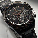 Buy Shop Maserati Traguardo Chronograph Black Dial Black Steel Strap Watch For Men - R8873612048 USA Online