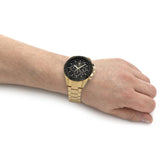 Buy Shop Maserati Traguardo Chronograph Black Dial Gold Steel Strap Watch For Men - R8873612041 USA Online
