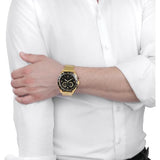 Buy Shop Maserati Traguardo Chronograph Black Dial Gold Steel Strap Watch For Men - R8873612041 USA Online