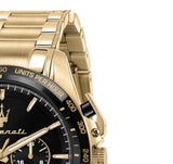 Buy Shop Maserati Traguardo Chronograph Black Dial Gold Steel Strap Watch For Men - R8873612041 USA Online