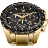 Buy Shop Maserati Traguardo Chronograph Black Dial Gold Steel Strap Watch For Men - R8873612041 USA Online