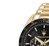 Buy Shop Maserati Traguardo Chronograph Black Dial Gold Steel Strap Watch For Men - R8873612041 USA Online