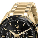 Buy Shop Maserati Traguardo Chronograph Black Dial Gold Steel Strap Watch For Men - R8873612041 USA Online