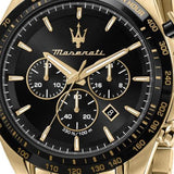 Buy Shop Maserati Traguardo Chronograph Black Dial Gold Steel Strap Watch For Men - R8873612041 USA Online