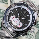 Buy Shop Maserati Traguardo Chronograph Black Dial Silver Mesh Bracelet Watch For Men - R8873612008 USA Online