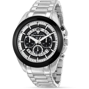 Buy Shop Maserati Traguardo Chronograph Black Dial Silver Steel Strap Watch For Men - R8873612059 USA Online