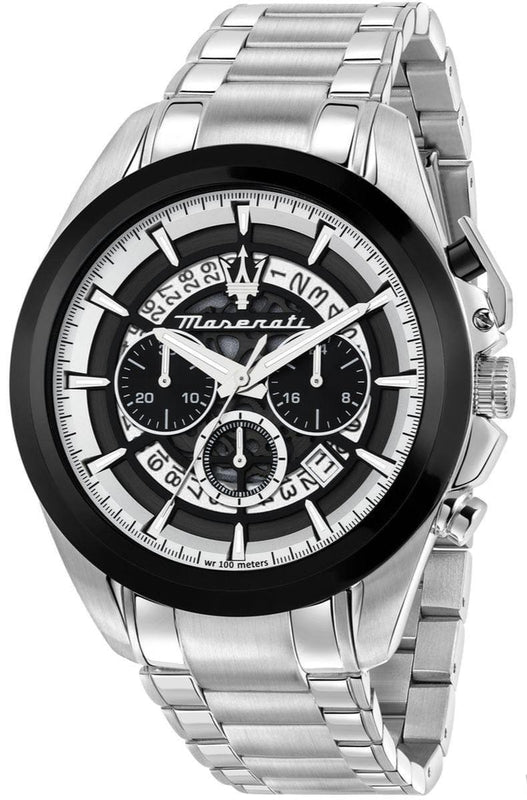 Buy Shop Maserati Traguardo Chronograph Black Dial Silver Steel Strap Watch For Men - R8873612059 USA Online