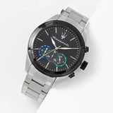 Buy Shop Maserati Traguardo Chronograph Black Dial Silver Steel Strap Watch for Men - R8873612061 USA Online