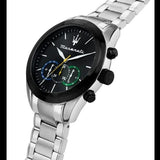 Buy Shop Maserati Traguardo Chronograph Black Dial Silver Steel Strap Watch for Men - R8873612061 USA Online