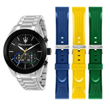 Buy Shop Maserati Traguardo Chronograph Black Dial Silver Steel Strap Watch for Men - R8873612061 USA Online
