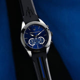 Buy Shop Maserati Traguardo Chronograph Blue Dial Black Silicone Strap Watch For Men - R8871612044 USA Online
